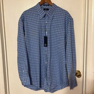 NWT LINCS Davidchu MENS CASUAL BUTTON DOWN SHIRT SIZE XXL BLUE COLOR